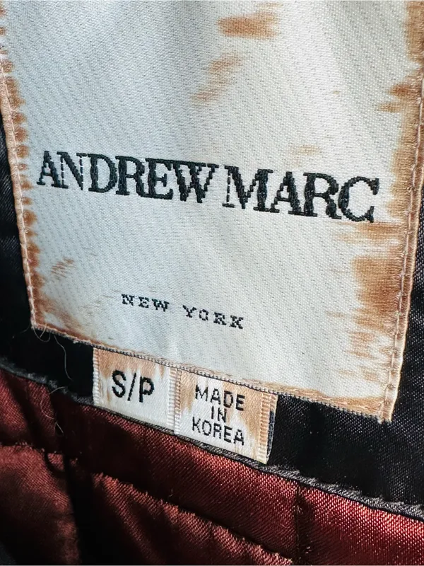 Andrew Marc Black Trench Coat with Brown Fur Collar - Image 5