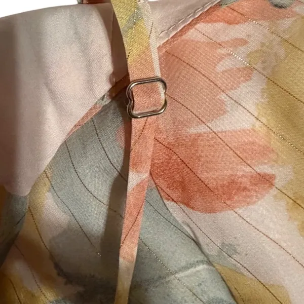 Lulus Peach Yellow Abstract Brushstroke Gold Pinstripe Mini Dress Small‎ - Image 7