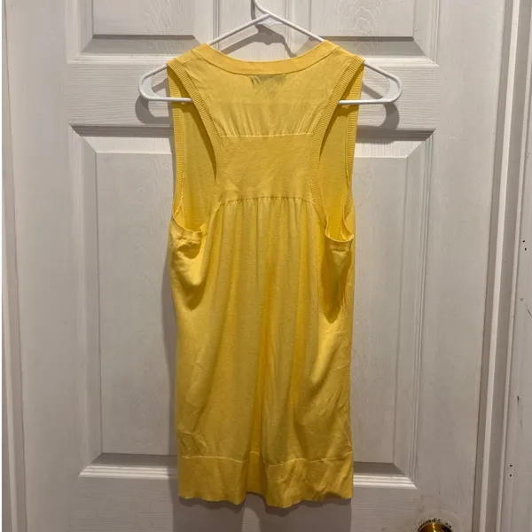 Banana Republic Womens Yellow V-Neck Button Front Cardigan Vest Size M Pockets‎ - Image 4