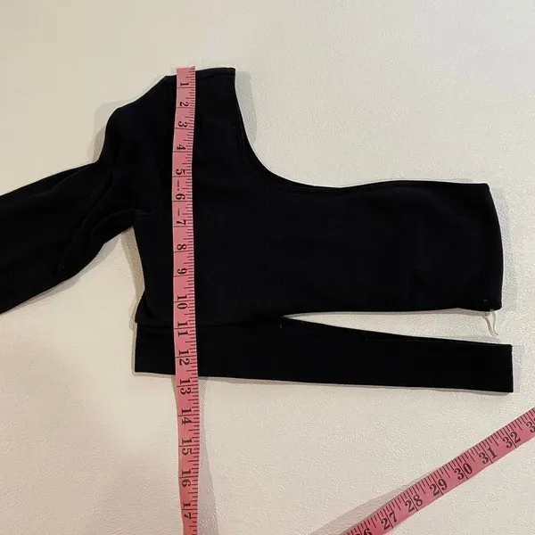 Garage Black One Shoulder Long Sleeve Cutout Crop Top Women’s Size M - Image 4