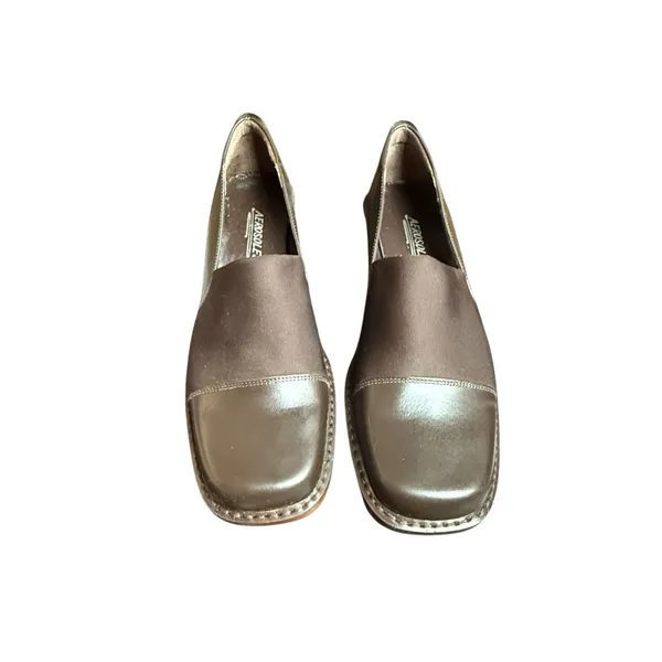 Aerosoles Brown Leather Block Heel Loafers Size 8 - Image 2