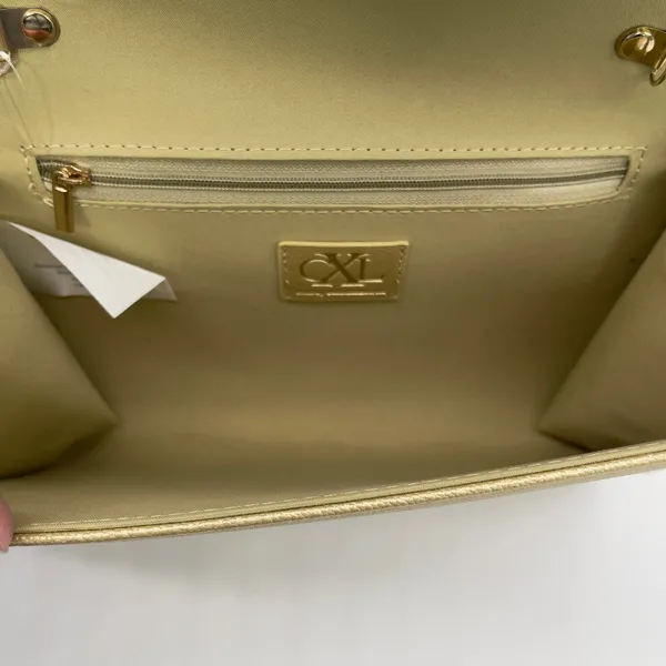 CXL by Christian Lacroix Paris Caviar Clutch Gold Metallic Minimal Glam‎ Chic - Image 6