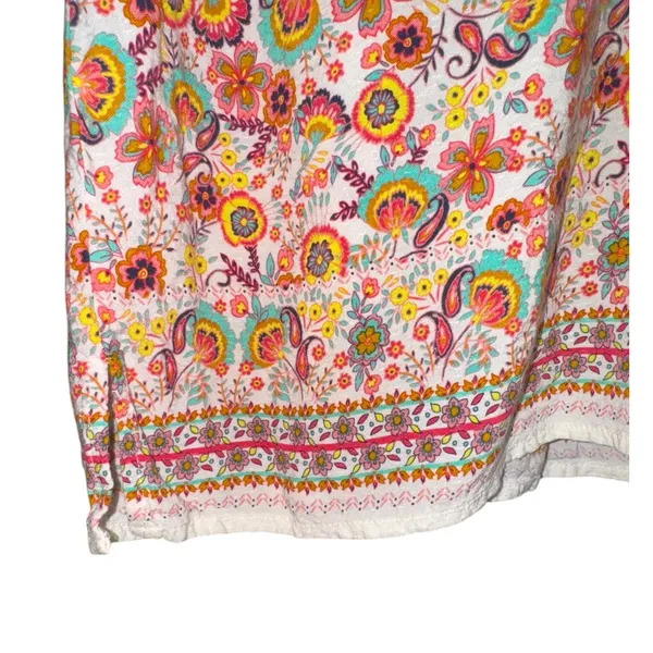 Democracy Boho Hippie Smocked Top Women's Large Floral Ruffle Vacation‎ Beach - Image 3