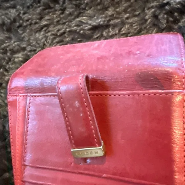 COACH red leather bifold wallet - Image 13