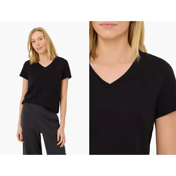 Pact Organic Cotton Softspun V-Neck Tee Short Sleeve Black Women’s S Minimalist - Image 2