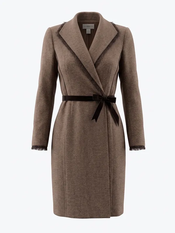 Liz Claiborne Dresses Atelier textured tweed wrap-style coat dress Brown 4 - Image 2