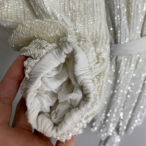 Retrofête Gabrielle Robe Sequins Wrap Mini Dress in Moonglow White Womens XS - Image 16