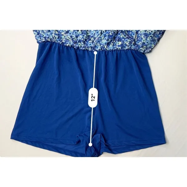 Zara Tiered Blue Floral Off the Shoulder Jumpsuit Romper MEDIUM Preppy‎ Ruffles - Image 10