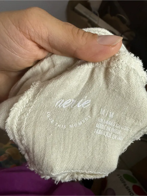 Aerie Beige Gauzy Cover Up Shirt - Image 6
