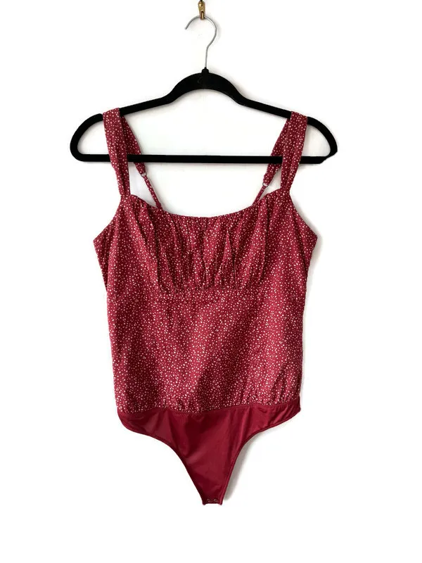 Abercrombie Red & White Polka Dot Tank Top Bodysuit - Image 2