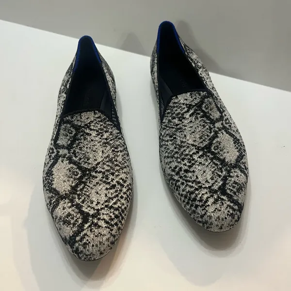 Rothy’s Python Snake Print Almond Toe Black Gray White Pattern Loafer Flats 10.5 - Image 3
