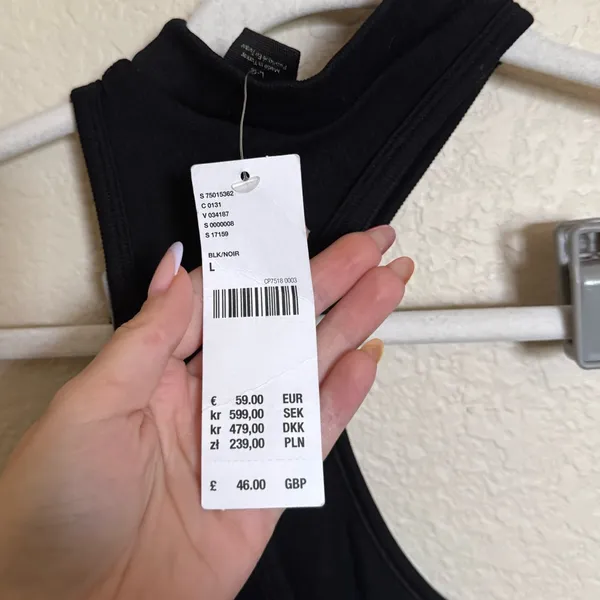 Urban Outfitters Asymmetrical Halter Neck Ribbed Flare Jumpsuit Sz L NEW black‎ - Image 4
