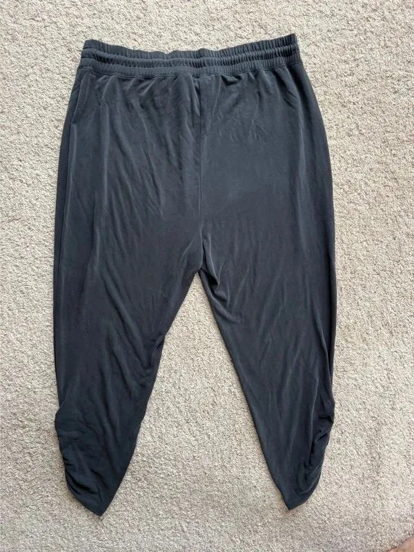 Express Womens Black Sandwashed Ruched Hem Joggers Large Modal Lounge Pants - Image 5