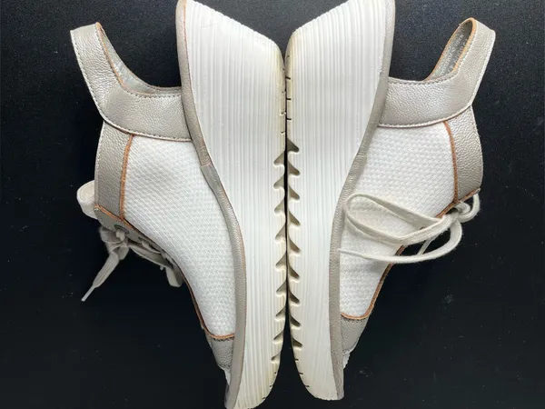 Fly London White & Solver Yedu Lace Up Peep Toe Wedge Sandals Size EU 39 - Image 5