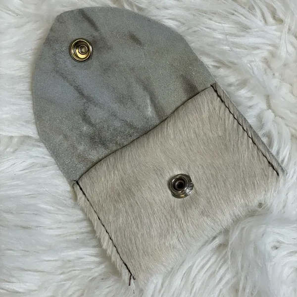 Hair on Hide Genuine Leather Card Holder with snap closure. Made in USA - Image 5