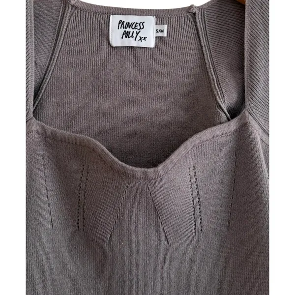 Princess Polly Mini Dress Women S/M Grey Excellent Ribbed Knit Sweetheart Corset - Image 8