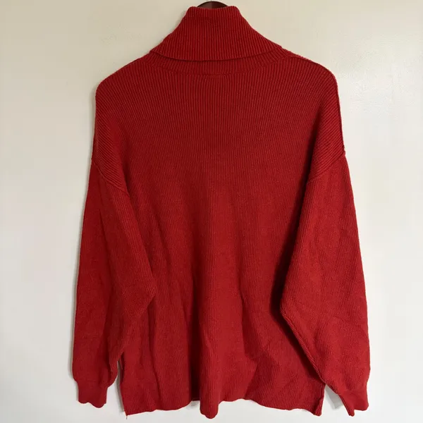 Free People Ottoman‎ Slouchy Tunic Sweater Red Turtleneck Ribbed Knit OB816580 S - Image 8