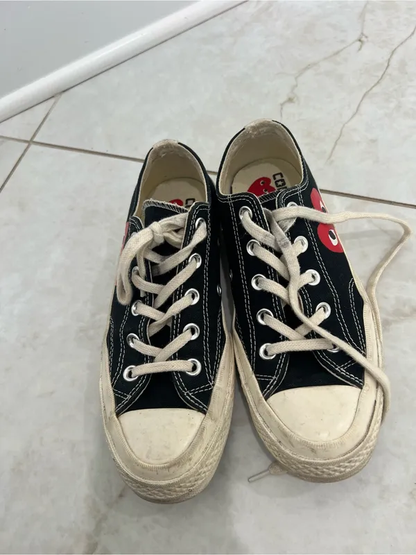 Comme Des Garçons PLAY x Converse Black Chuck Taylor Lace Up Sneakers Size 6 US - Image 3