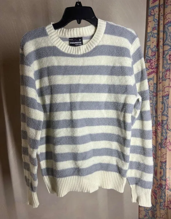 Vintage PulloverDimension By Milford Womens cream &grey|USA Made Crewneck|Size:M - Image 5