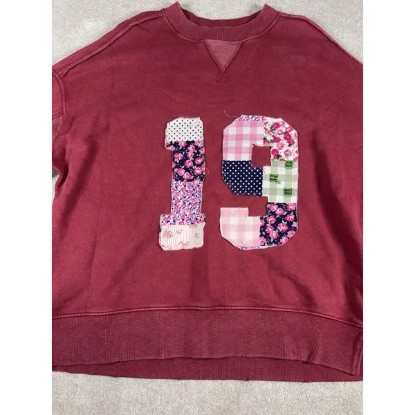 aerie sweatshirt‎ patchwork oversized burgundy s - Image 2
