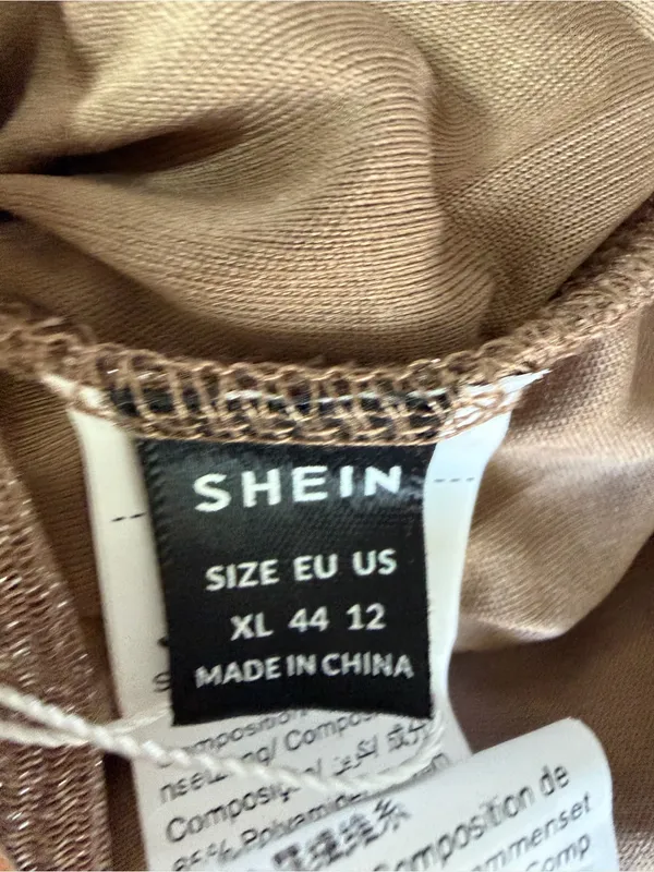 SHEIN Shimmery Ruched Tan Bodycon Dress Size XL - Image 2
