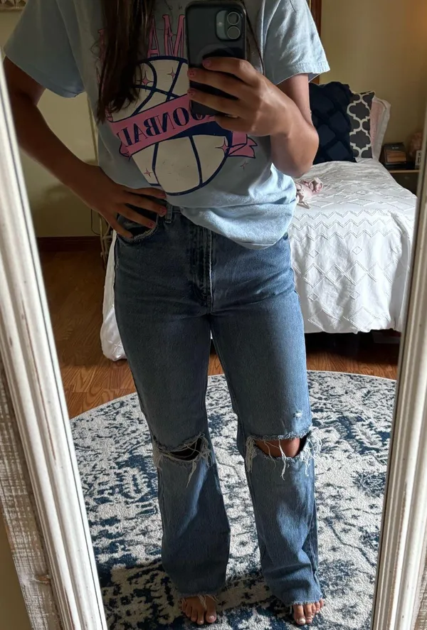 ZARA High-Waisted Jeans Straight Leg - Image 4