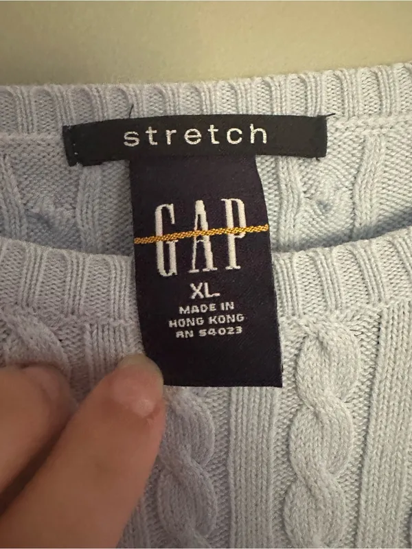 Vintage GAP Cable Knit Sweater XL Light Blue Cotton Preppy Grandpa Core Y2K - Image 3