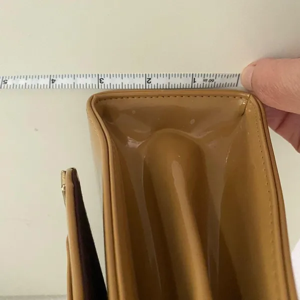 Vintage (1960's/70's) patent-leather Tan purse 10” X 3” ( See Photos) - Image 4