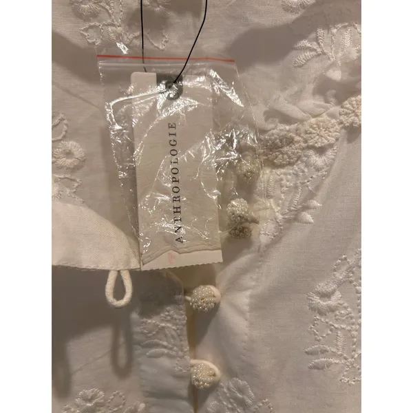 Payal Jain Anthropologie‎ Ivory Embroidered Eyelet Cotton Blouse NWT Large Boho - Image 6