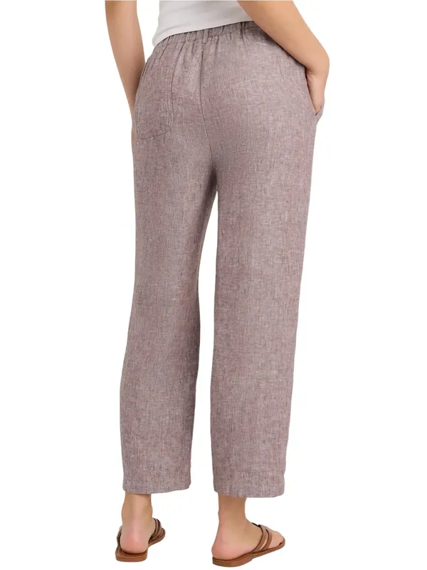 Quince NWT Women’s Size M Taupe Brown Chambray European Linen Straight Leg Pants - Image 4