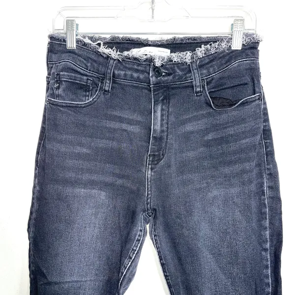 KanCan Charcoal Black High Rise Frayed Waist Skinny Jeans - Image 4