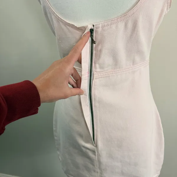 Lioness Pink Denim‎ Mini Dress Square Neck Sleeveless Bodycon Pastel Size L - Image 5