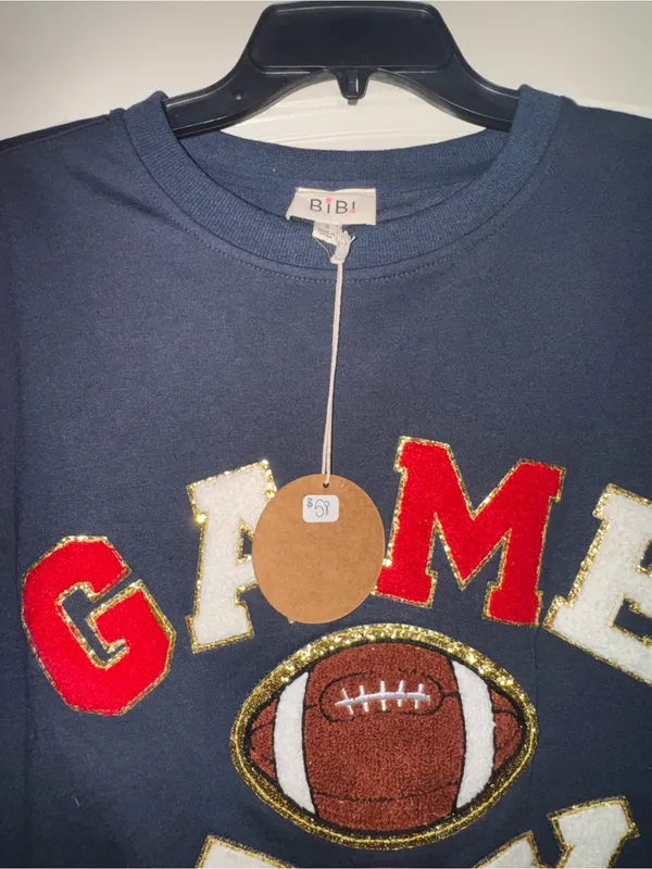 BiBi Navy Sweatshirt with Red and White 'GAME DAY' Appliqué - Image 2
