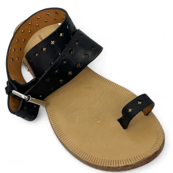 Isabel Marant 35 / 5 toile Jusip Malick Black Leather Sandal Ankle Toe Strap - Image 2