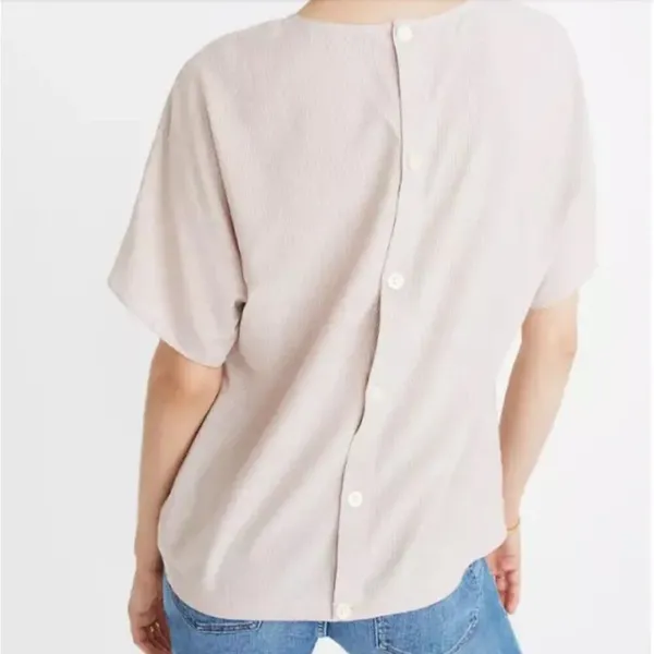 Madewell Button-Back Tie Short Sleeve Tee in Stripe‎ Size M - Image 2