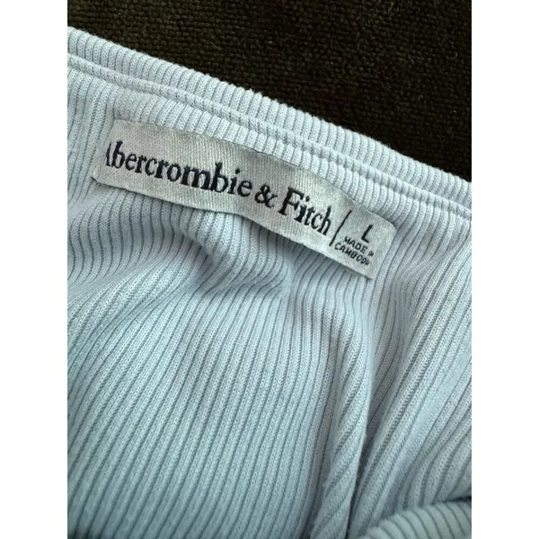 Abercrombie & Fitch Baby Blue Ribbed Pull On Maxi Skirt Size Large Stretchy - Image 6