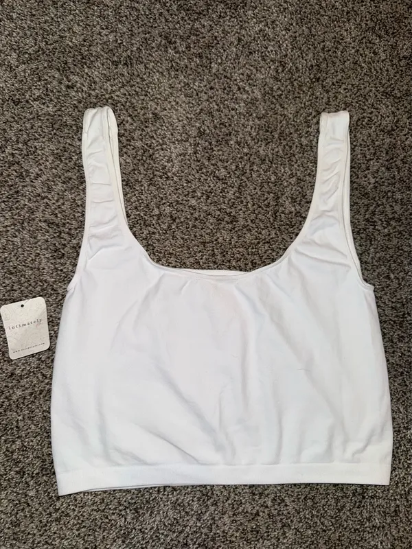 Intimately Free People White Seamless Ruched Strap Crop Tank Bralette - Image 3