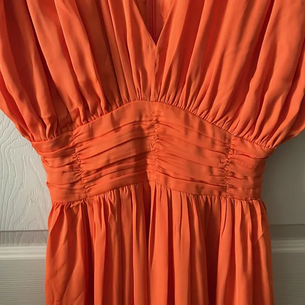 French Connection‎ Audrey Autumn Wedding Guest Maxi Whimsical Dress Mandarin Orange Jewel Tone Sz 6 - Image 11