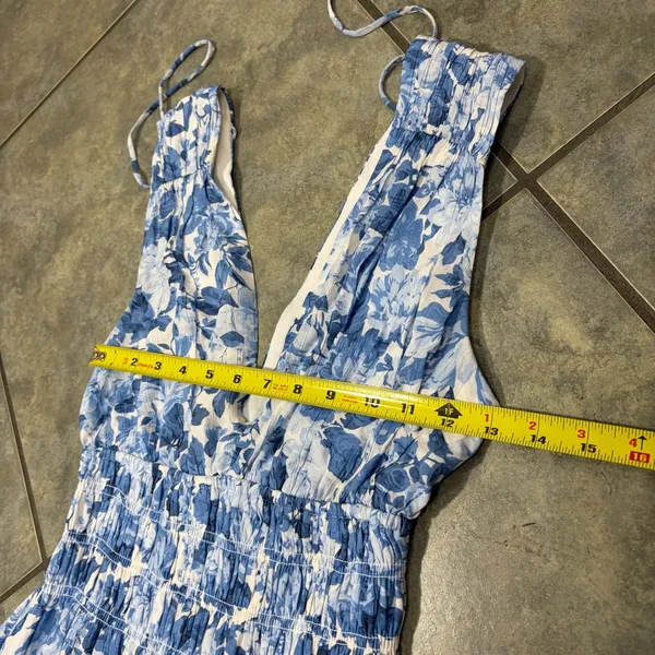 Abercrombie & Fitch Blue and White Floral Maxi Sundress Sz S Cottagecore Beach - Image 13