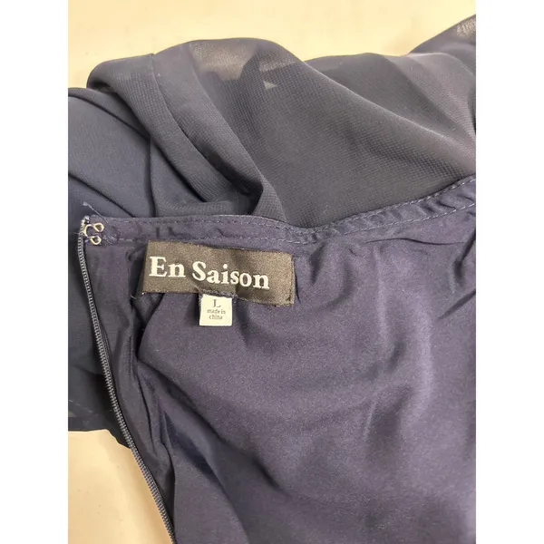 En Saison Hudson Midi Cocktail Wedding Guest Dress in Navy Blue size L NWOT - Image 7