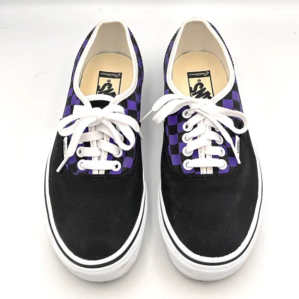 Vans Customs Shoes Womens 8.5 Mens 7 Black Purple Low Top Checkerboard Sneakers - Image 4