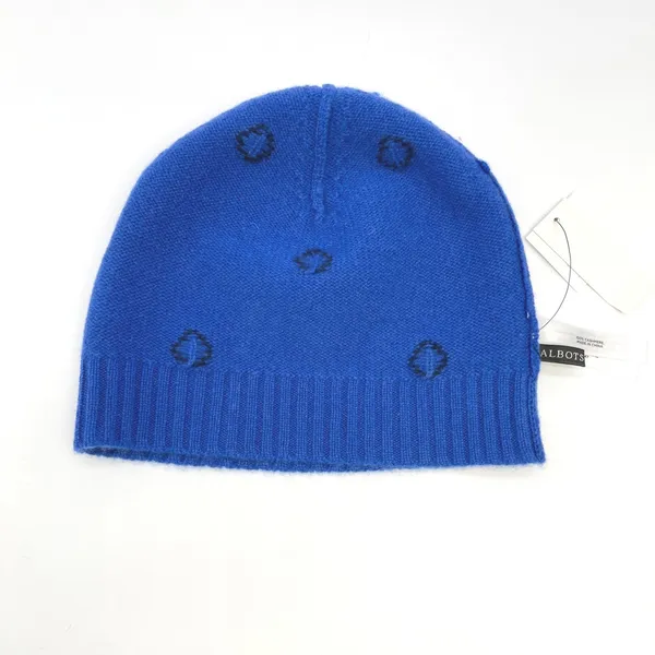 Talbots Cashmere Polka Dot Beanie Hat OS Blue Soft Warm Cozy Preppy Indie Winter - Image 6