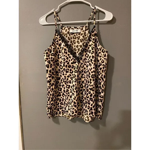 DO+BE Satin Lace Cheetah Print Tank Top Size Small - Image 2