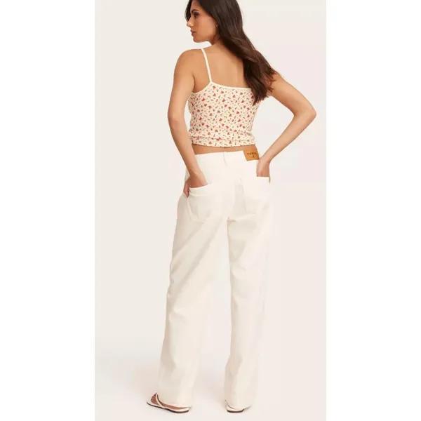 Parke x Target Women's White Cream Mid-Rise Drawstring Baggy Jeans Size 12 NWT - Image 2