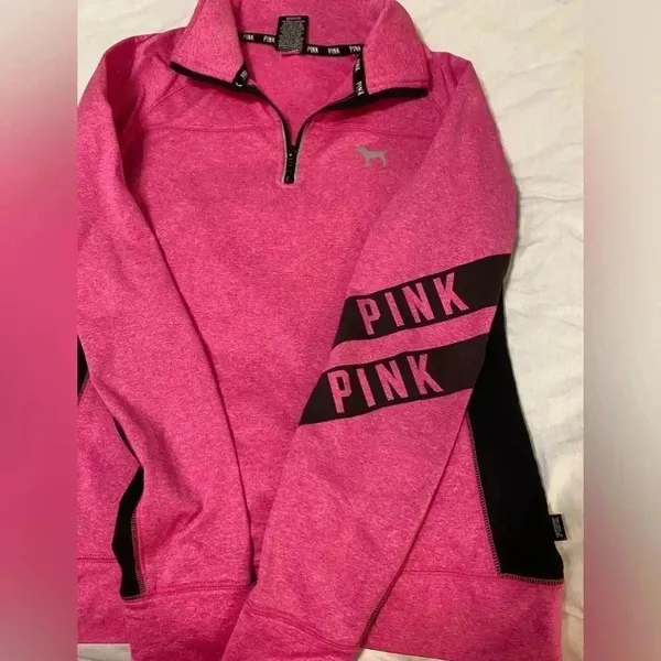 Victoria's‎ Secret Pink Ultimate 1/4 Zip Pullover Jacket Pink Black Small - Image 8