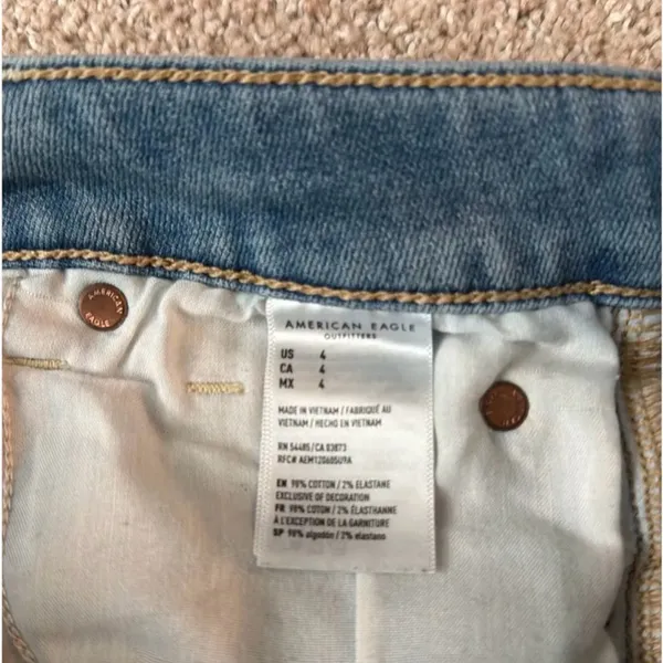 American Eagle Outfitters Light Wash Distressed Denim Cutoff Shorts - Image 4