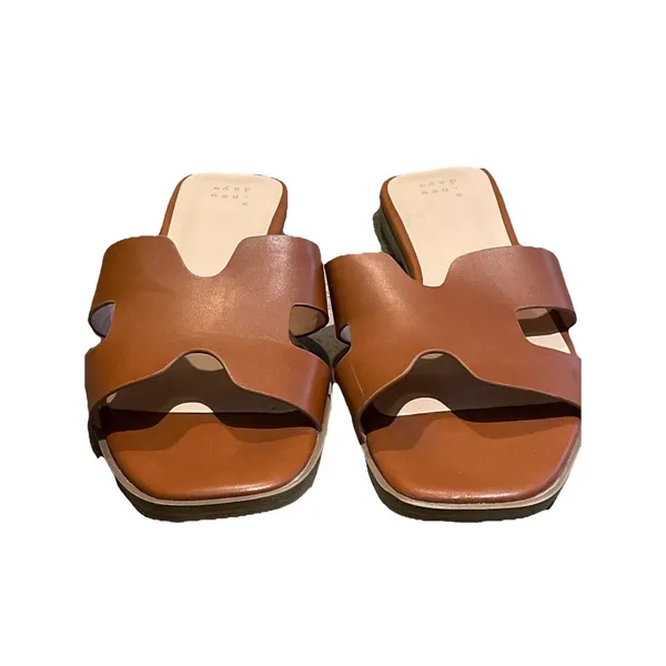 A New Day Nina Cognac Brown Faux Leather Slide Sandals Women’s 9 Flat Slip-on - Image 3
