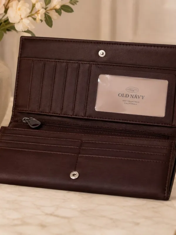 Liz Claiborne Brown Wallet Clutch Organizer Snap Closure - Image 4