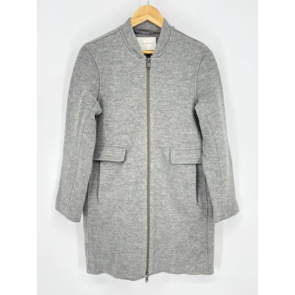 Aritzia Babaton Bonamici 100% Wool Gray Zip Coat Jacket‎ Size Small Minimalist - Image 2