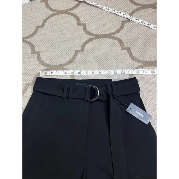 Express Super High Rise Cargo Trousers Black Belted Tapered Ankle Pants Size 4 - Image 4